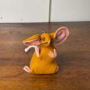 Handmade Felt Wool Rat Mouse Keychain Decor 4” Plush Vintage Collectible OOAK